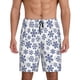 thumbnail image 1 of Balery Dark Blue Snowflakes Pantalones cortos de pijama de punto de algodón para hombre con cinturilla y bolsillos-Large, 1 of 6