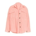 thumbnail image 4 of Lovskoo Women's Corduroy Shacket Shirt Jacket Winter Button Stripe Large Pocket Shirt Coat Pink, 4 of 8