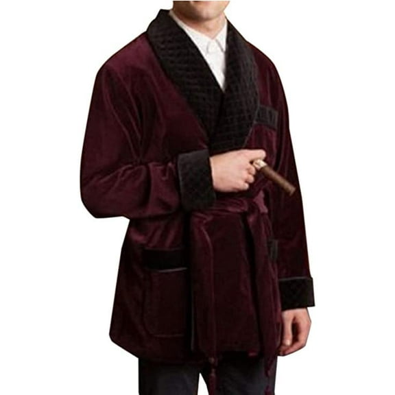 Smoking Jacket Mens Christmas Smoking Jacket Burgundy Velvet Smoking Coat Quilted Robes Jackets