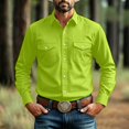 thumbnail image 7 of ZUBKTE Men's Work Shirts Solid-Color Long-Sleeve Button-Down western Shirts with Pockets S-3XL, 7 of 7