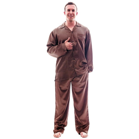 Up2date Fashion's Men's Tie Print Satin Classic Pajama Set