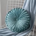 thumbnail image 3 of Xiao Hua Anntool Round Throw Pillow Velvet Pleated Round Pillow Cushion Pumpkin Pleated Meditation Pillow Cushion for Home Couch Sofa Chair Bed Car Decor (Lake Blue), 3 of 4