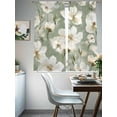 thumbnail image 3 of Vintage Magnolia Sheer Curtains 63 inches Long 2 Panels Set White Blooming Floral Watercolor Green Tiers Sheers Rod Pocket Small Window Short Curtains for Kitchen Cafe, Each 52" W x 63" L, 3 of 7