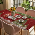 thumbnail image 3 of Red Gnomes Christmas Table Cloths for 3 Foot Rectangle Tables, Xmas Tree Balls Snowflake Patio Waterproof Elastic Fitted Tablecloths, Washable Rectangular Table Cover for Camping, 3 of 8
