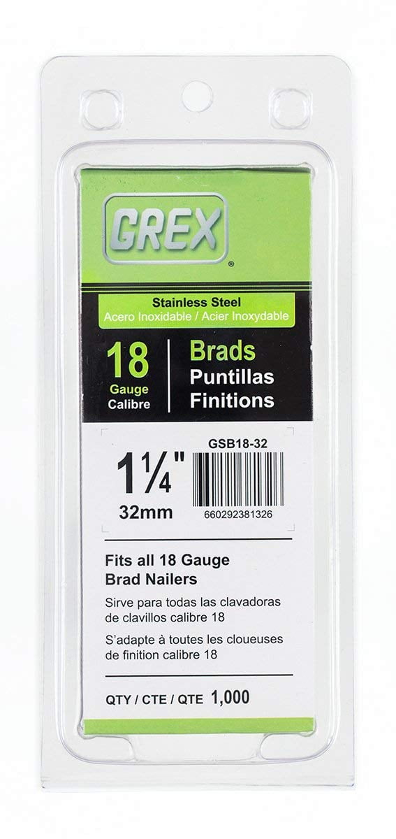 GREX GBN18-32 18 Gauge 1-1/4-Inch Length Galvanized Brad Nails 5,000 per box 