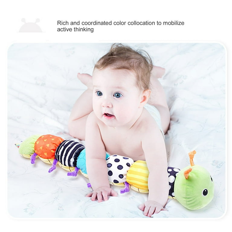 Baby Toy Music Caterpillar Multicolor Baby Toy Fold Rattle Soft Tape Ruler Design Bells and Rattles Educational Toddler Plush Toys for Tummy Time