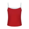 thumbnail image 6 of ClodeEU Women's Solid Color Lace Trim Spaghetti Strap Top,Comfortable Casual Sleeveless Camisole Red,Womens Plus S, 6 of 7