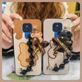 thumbnail image 2 of LYM-Phone Case For MOTO G Play 2021, Skin-friendly feel silicone Dirt-resistant soft case Back Cover Cartoon Waterproof protective case Simplicity cute Black pearl pendant Bear bracelet, 2 of 9