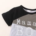 thumbnail image 5 of Kucnuzki Infant Baby Boys Summer Outfits 18-24 Months Clothing Sets Short Sleeves T-shirt Letter Print Color Block Top Elastic Solid Color Shorts Sets 2pcs Gray, 5 of 7
