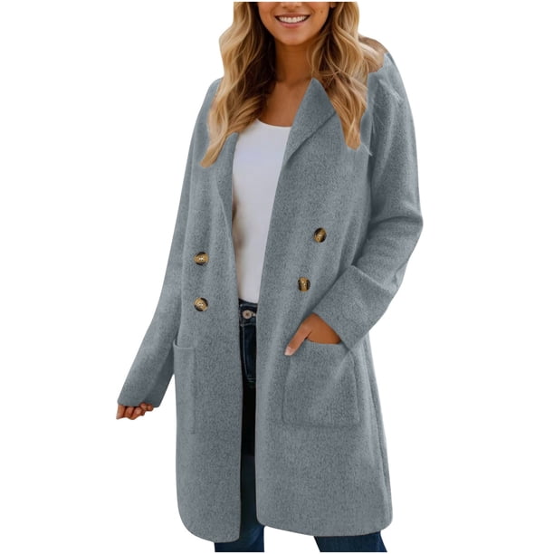 Chaqueta y abrigo informal de manga larga con capucha para mujer, color liso, manga larga, con cremallera, bolsillo, sudadera, chaqueta, abrigo para mujer