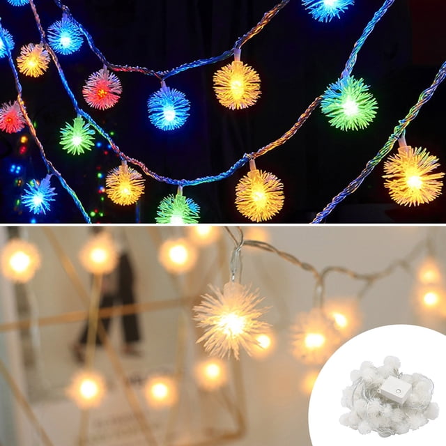 Solar LED String Lights for Outdoor & Indoor - Dandelion Ball Lights with Battery Power