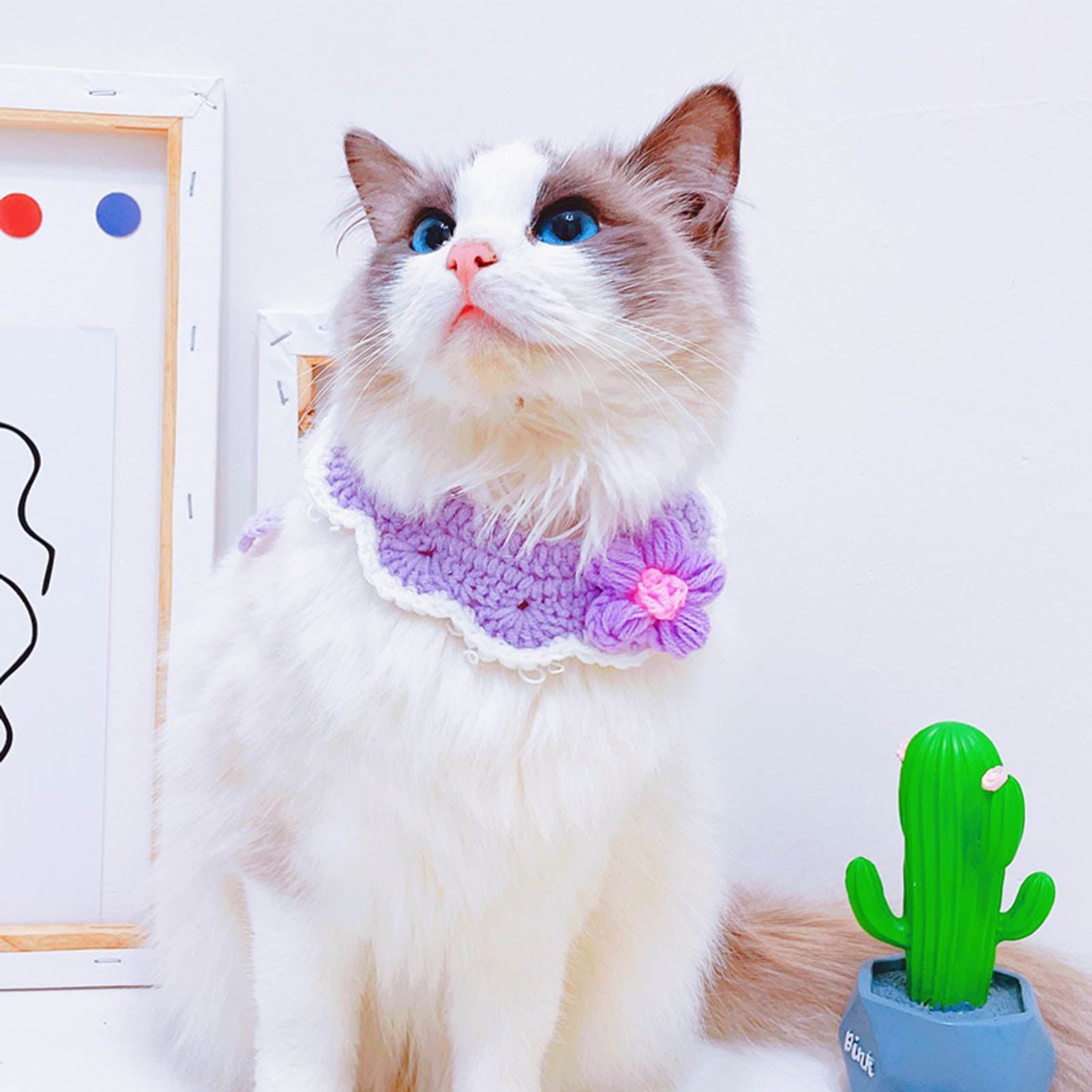 Handmade Shaded Blue sparkle safety kitten cat collar fabric bell 