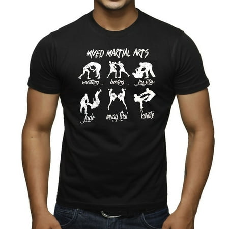 Black Mix Apparel - Men's MMA Fighting Emblem Black T-Shirt Large Black