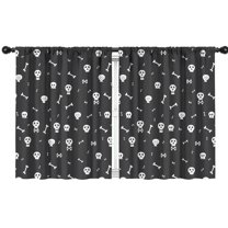 Blackout Kids Curtains,Halloween White Skulls and Bones Childrens Insulated Curtains Set Of 2,Bedroom Essentials,Toddler Room Decor 42x54in(106x137cm)