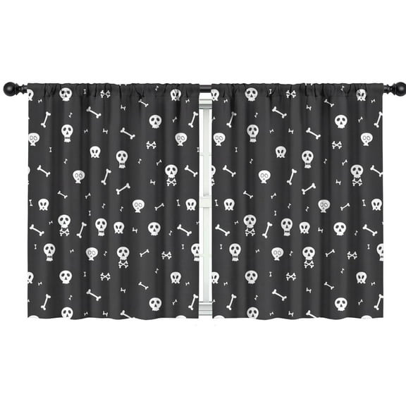 Blackout Kids Curtains,Halloween White Skulls and Bones Childrens Insulated Curtains Set Of 2,Bedroom Essentials,Toddler Room Decor 42x54in(106x137cm)