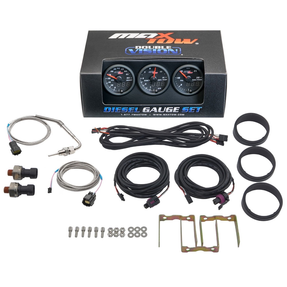 MaxTow Black and Blue Diesel Gauge Set 60 Boost, 1500 Pyrometer EGT