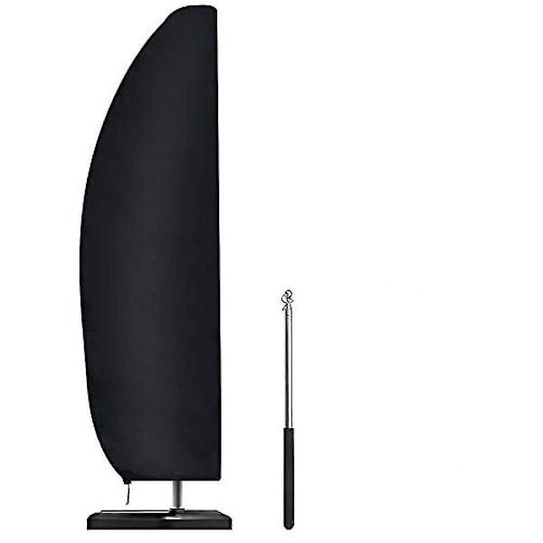 Parasol Cover, Waterproof, Windproof, Heavy Duty Tear-Resistant Oxford Fabric Extra Large Freestanding Parasol Cover With Zipper (265 X 40/70/50 Cm) - Black