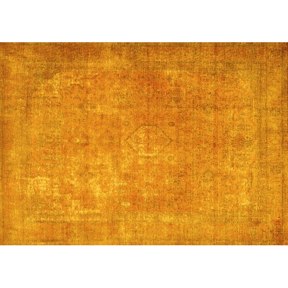 Ahgly Company Machine Washable Indoor Rectangle Persian Yellow Traditional Area Rugs, 8' x 12'