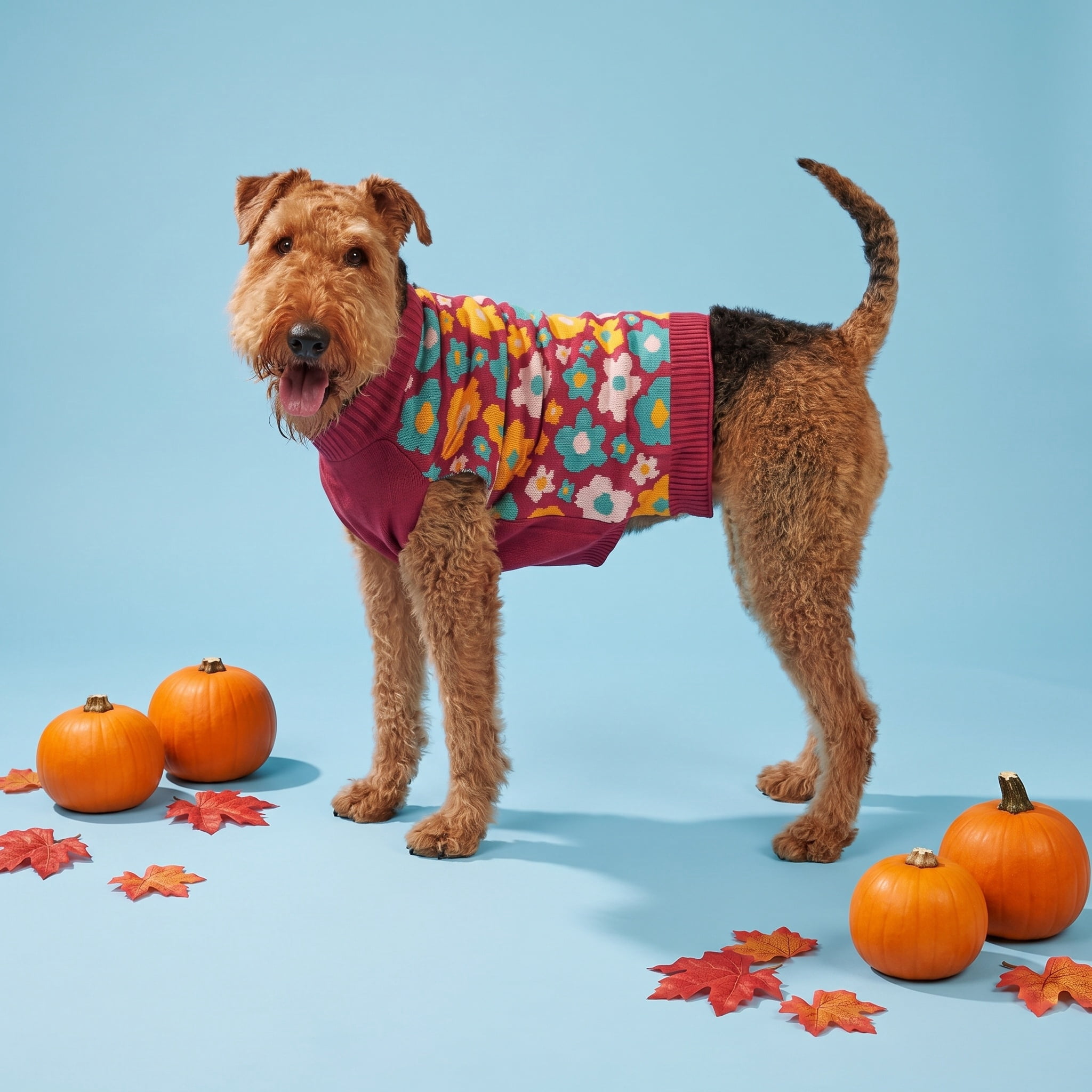 Vibrant Life Fall Folwers Dog Sweater, Red, XL, Among Other English Mastiff, Great Dane