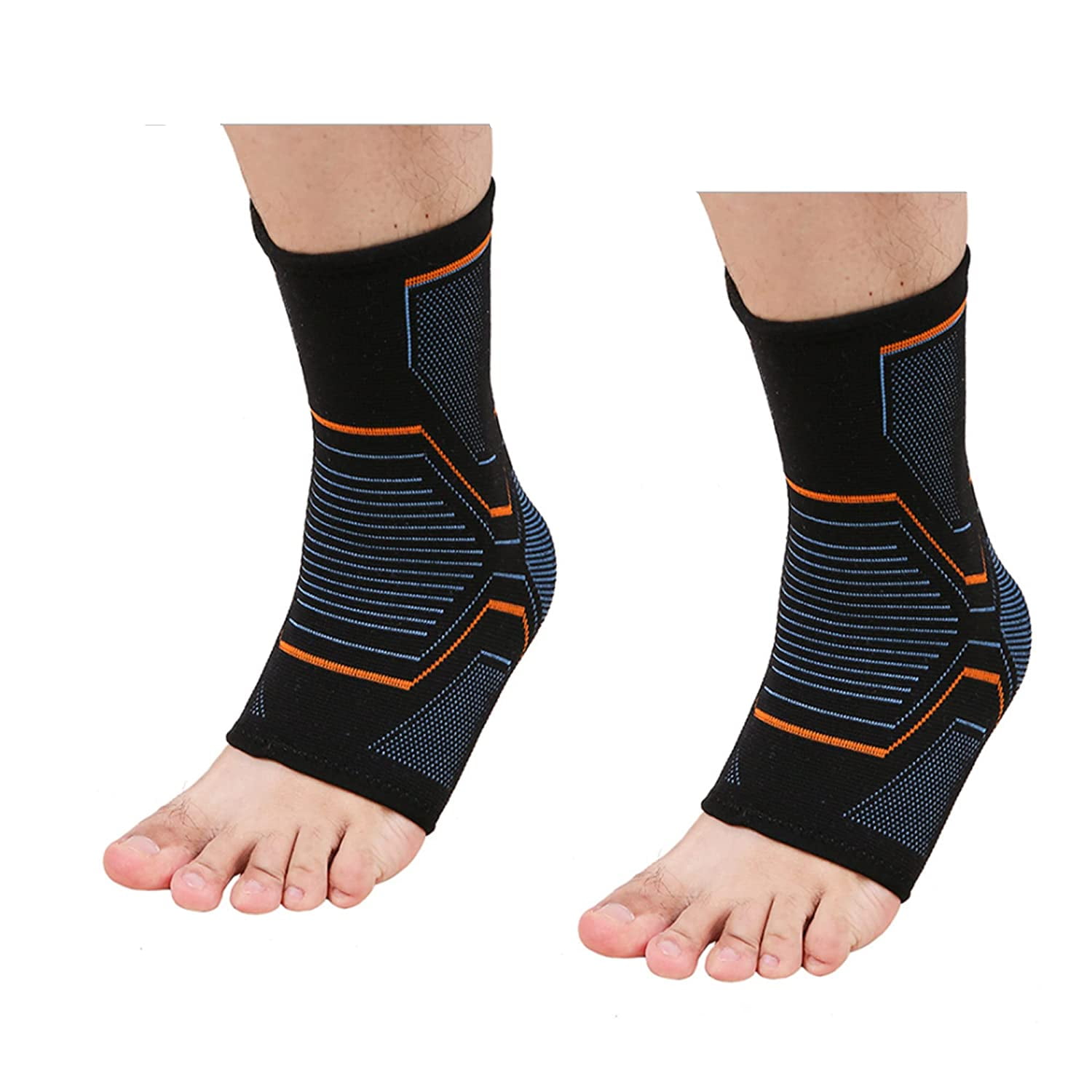 Elastic & Breathable Ankle Support Compression Sleeves Ankle Stabilizer/Foot Protection Socks with Silicone Pad for Sprain Relieves Pain Running Men Women Single Medium Ankle Brace