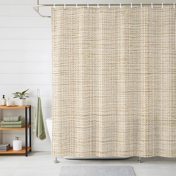 Shower Curtains for Bathroom, Beige Rustic Waterproof Fabric Shower Curtain, Vintage Farmhouse Beige Solid Color Decorative Bathroom Curtain for Bathtub, 72"x84", No Hooks Included