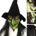 thumbnail image 4 of Sombrero de Halloween máscara de bruja aterradora divertida capucha de látex de cara completa (el sombrero de pelo de la máscara está cosido, guantes no incluidos), 4 of 12