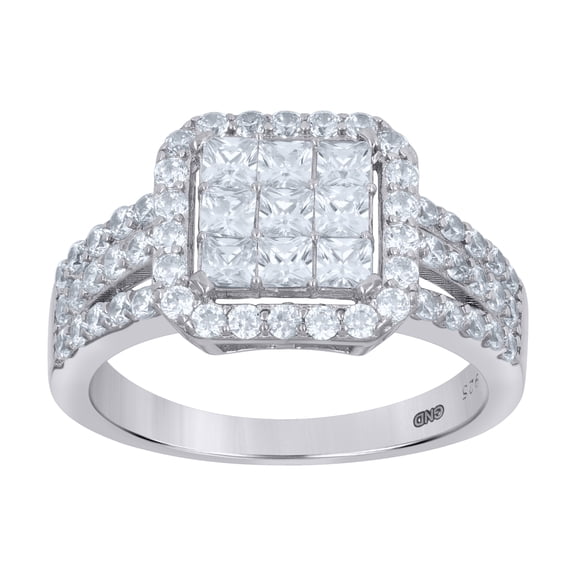 925 Sterling Silver Womens Princess Cut Cubic Zirconia Square Head Engagement Ring Size 8