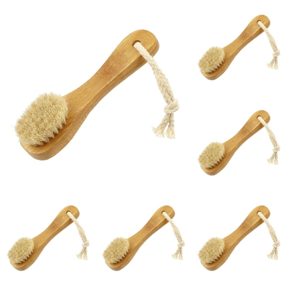Handle Dry Facial Cleansing Brush With Natural Soft Face Brush Cleanser Skin Care Exfoliating Brush Scrubber 2PCS Facial Brush Skin Cleansing Non Electrical