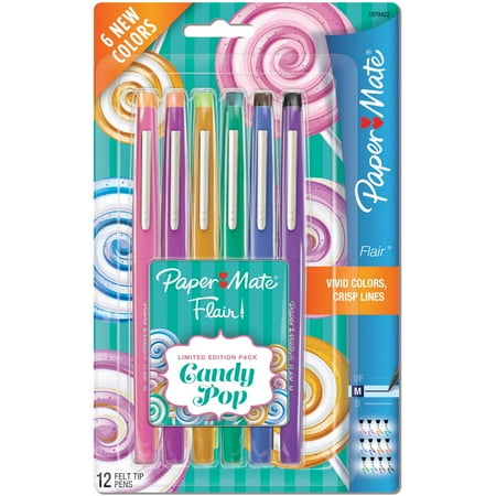 Sanford Paper Mate Candy Pop Flair Medium Felt Tip Pens 12/Pkg