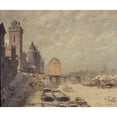 thumbnail image 2 of Fédor Hoffbauer 17x15 Black Ornate Wood Framed Double Matted Museum Art Print Titled - The Clock Tower, the Concierge and the Bridge in the Change, in 1621 (1887), 2 of 5