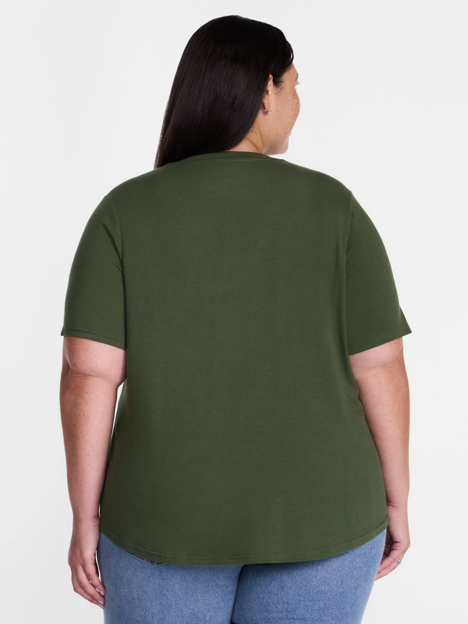 Terra & Sky Women's Plus Size V Neck Tee with Short Sleeves, Size 0X-5X