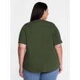thumbnail image 3 of Terra & Sky Women's Plus Size V Neck Tee with Short Sleeves, Size 0X-5X, 3 of 5