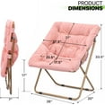 thumbnail image 3 of XPOPR Folding Saucer Chair with Ottoman for Adults Comfy Lounge Reading Seat Accent Chair Faux Fur Lazy Seating with Thick Padded Metal Frame for Bedroom Living Room Small Space Pink, 3 of 9