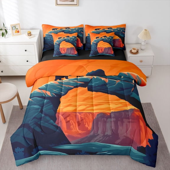 Feelyou Western Mountain Twin Bedding Sets 7-Piece, Cartoon Animal Bedding Comforter Set