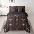 thumbnail image 2 of jejeloiu Exotic Bull Skull 7-Piece Bedding Comforter Set,Boho Bohemian Tribal King Bedding Sets,Rustic Hunting Animals Bed Sheets For Teens,Luxury Bedroom Decor Reversible, 2 of 8