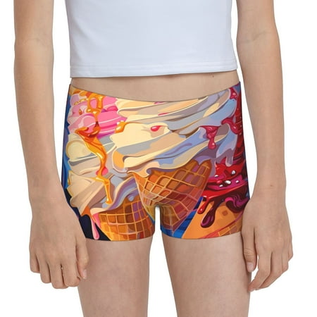 Pofeuu Trio Of Dripping Cones Print Soft Cotton Girls Boyshort panties Toddler Underwear-Medium