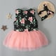 thumbnail image 4 of Vestido Para Niñas, Ropa Para Niñas Pequeñas, Niños Pequeños, Lindo Verano Sin Mangas, Estampado De Flores, Vestido De Malla Con Lazo, Falda, Traje Negro Odeerbi  LM103-3630, 4 of 9