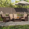 thumbnail image 6 of BELLEZE Brasillia Outdoor 4 Pcs Patio Conversation Set Wicker Rattan Sectional Sofa With Cushions & Coffee Table, Brown, 6 of 7