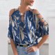 thumbnail image 3 of Ichuanyi Womens Swimsuits Clearance Sexy Women Casual Printed Half Sleeve Halter Necklace Clod Shoulder Pullover Blouse T-shirt Tops Ichuanyi Ichuanyi, 3 of 5