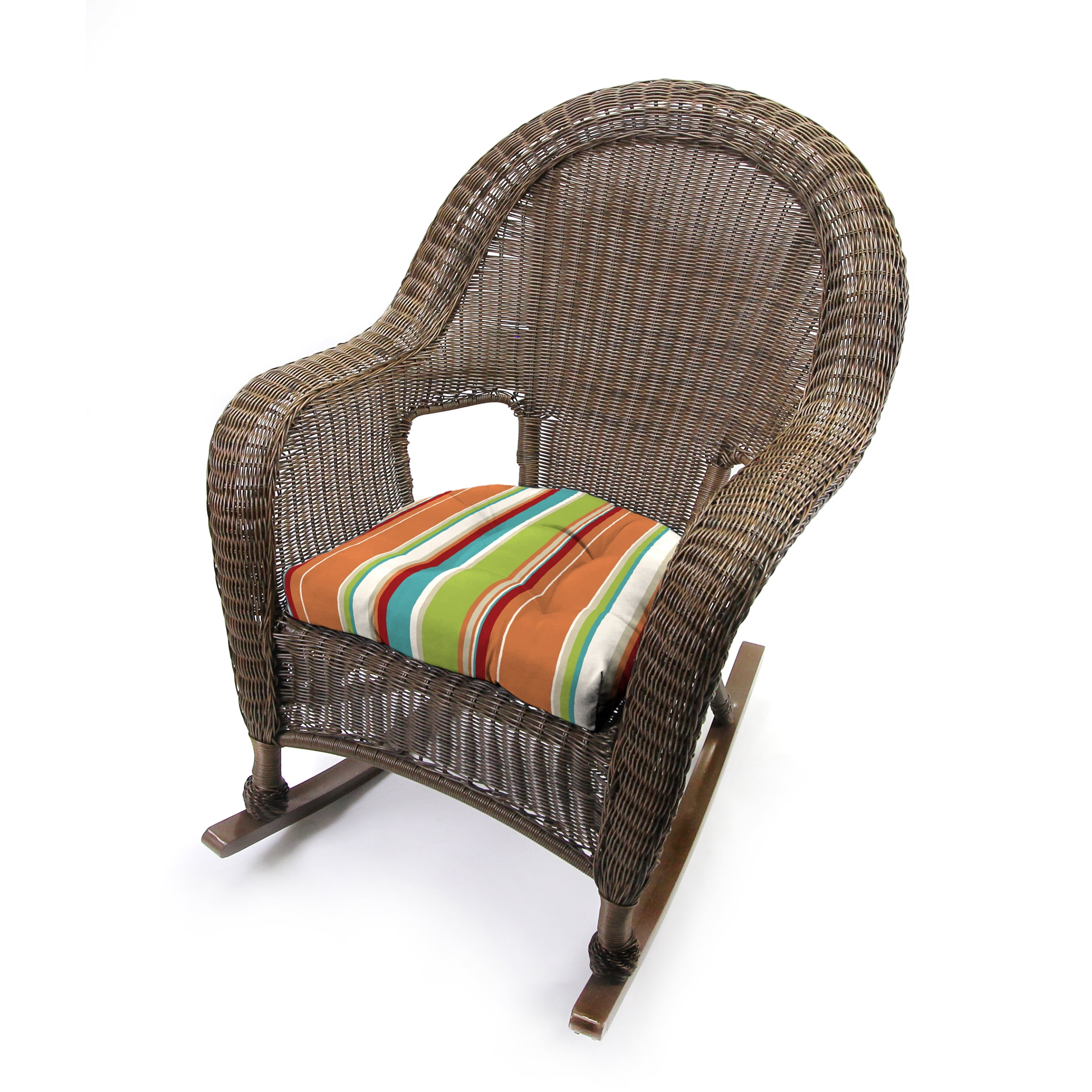 Jordan Manufacturing 3-Piece Covert Breeze Multicolor Stripe Tufted Outdoor Cushion with 1 Wicker Bench Cushion and 2 Wicker Seat Cushions