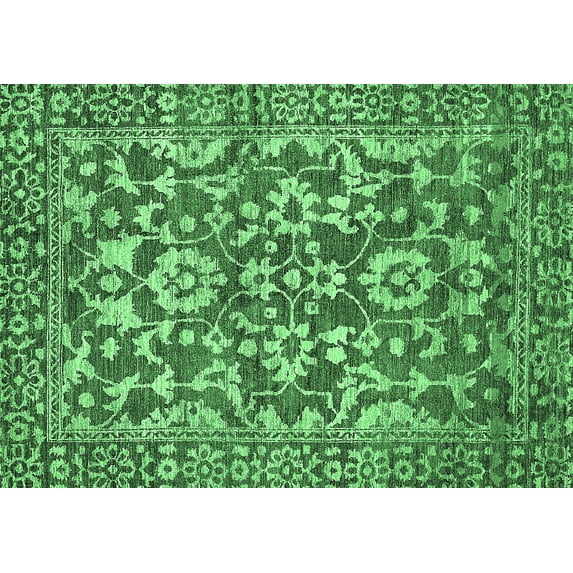 Ahgly Company Indoor Rectangle Abstract Emerald Green Modern Area Rugs, 3' x 5'