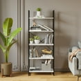 thumbnail image 5 of Dextrus 5-Tier Bookcase and Book Shelves, Industrial Freestanding Storage Shelf with Metal Frame,Storage Rack Shelves Book Organizer for Living Room Bedroom, White, 5 of 8
