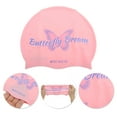 thumbnail image 3 of Unique Bargains 1 Pc Silicone Waterproof Butterfly Dream Swim Cap Pink Blue, 3 of 5