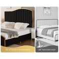 thumbnail image 2 of VanAcc Queen Size Platform Bed Frame 61.4" Vertical Channel Gold Trim Headboard Footboard Black, 2 of 6