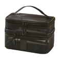 thumbnail image 2 of CuiLiyq Portable Transparent Mesh Toiletry Bag, Double Layer Travel Cosmetic Bag, Large Capacity Cosmetic Organizer Bag with Handle, 8.6" x 5.5" x 6.3", Black, 2 of 6