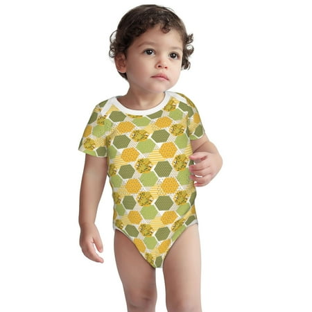 

Zeuib Bee honey Unisex Baby Short-Sleeve Onesies Bodysuit 100% Organic Cotton-12 Months