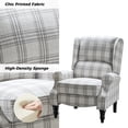 thumbnail image 4 of HULALA HOME Olympus Upholstered Classic Manual Wingback Recliner with Solid Wood Legs by  PLAID GREY, 4 of 5
