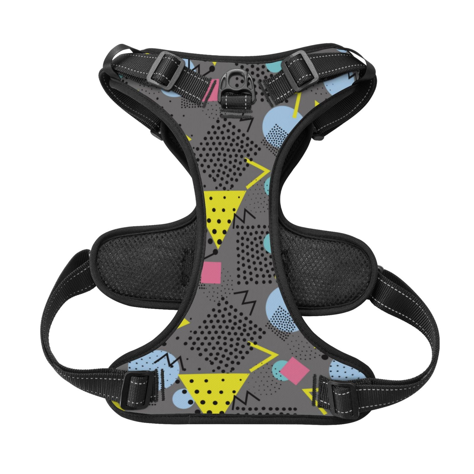 Kdxio Geometric Print No Pull Dog Harness Adjustable Reflective Oxford Easy Control Medium Large Dog Harness for Training and Everyday-Small