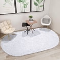 thumbnail image 2 of Junovo Ultra Soft Fluffy Bedroom Rugs Kids Room Carpet Oval Modern Shaggy Area Rugs 2.6' X 5.3', White, 2 of 7