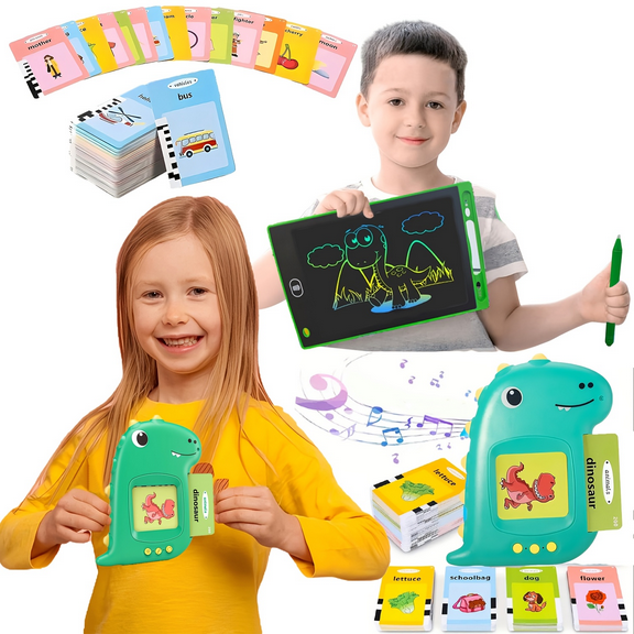 Interactive Educational Flash Card Reader for Kids – Bilingual Early Learning Toy for Toddlers & Preschoolers, Language Development, Reading & Math Flash Cards, Fun Learning Tool